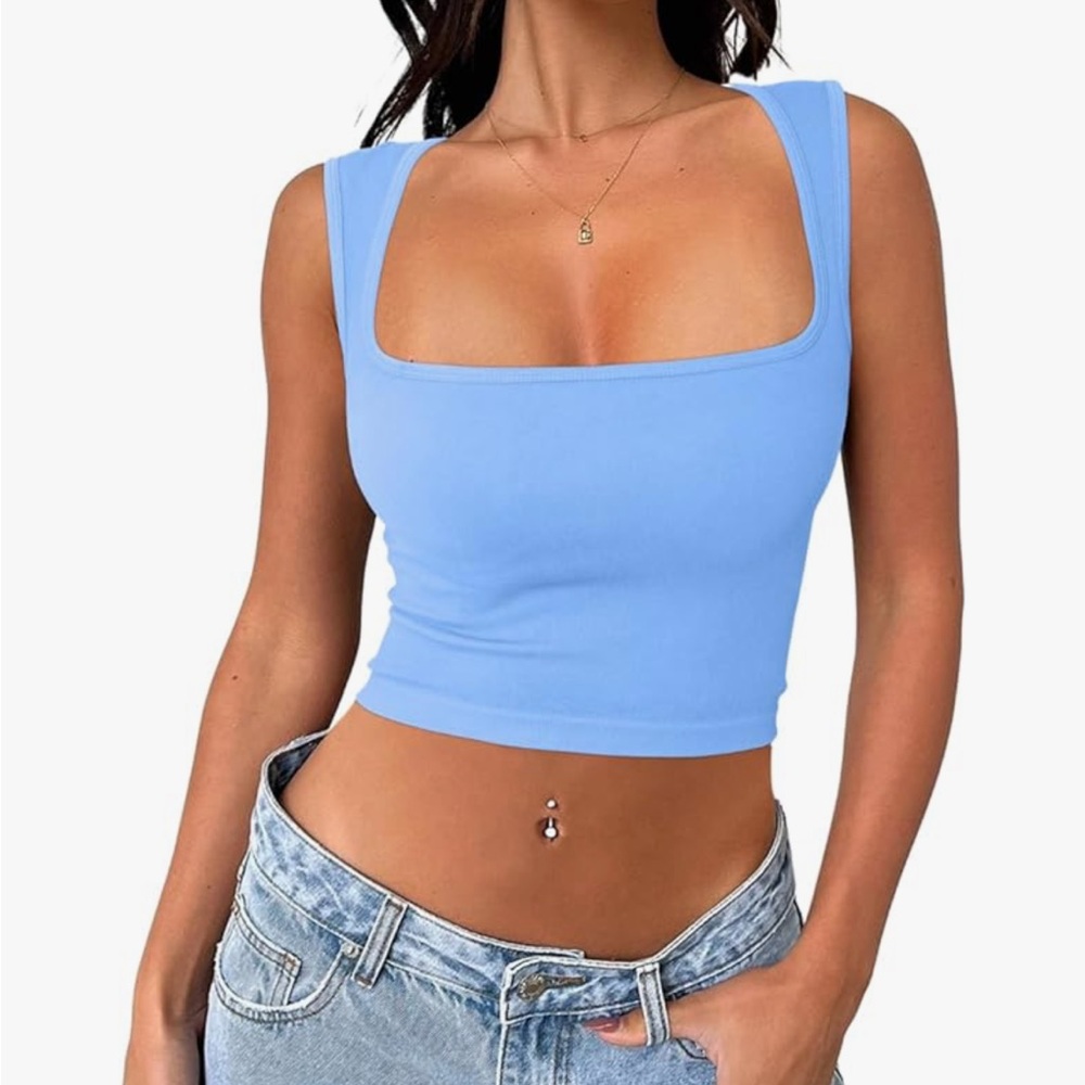 BABY BLUE CROP TOP SIZE SMALL